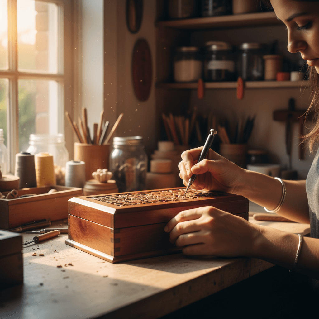 Caroline at work in her studio